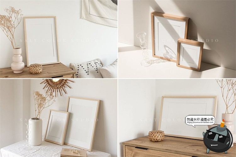 图片[9]-素雅木质相框边框挂画照片框文艺暖色调mockups样机PSD模板PS素材-设计猿