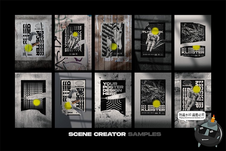 图片[6]-潮流酸性艺术颓废风残破摇滚褶皱海报贴纸展示样机PSD模板PS素材-设计猿