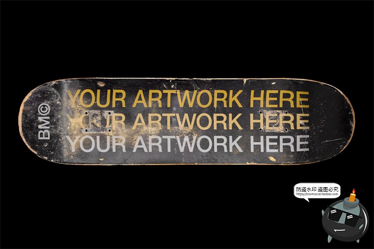 图片[1]-磨损滑板表面板面老旧效果展示样机mockup智能贴图PSD模版PS素材-设计猿