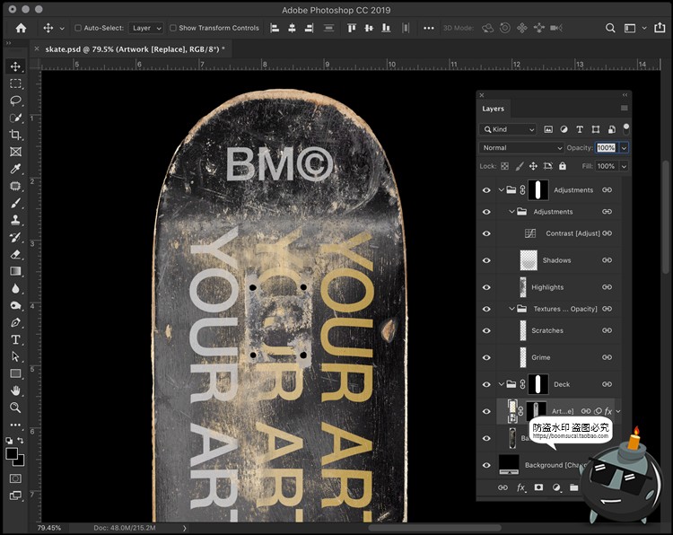 图片[4]-磨损滑板表面板面老旧效果展示样机mockup智能贴图PSD模版PS素材-设计猿