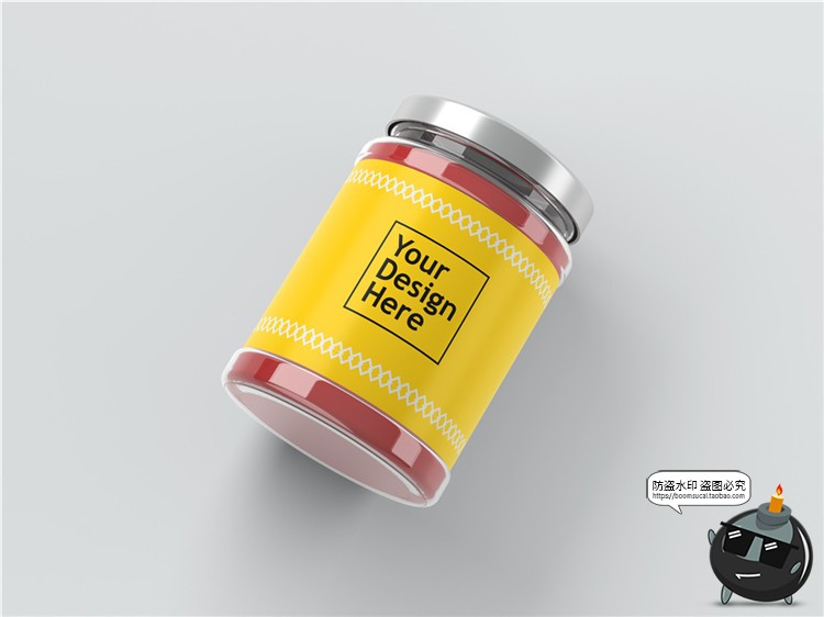 图片[2]-玻璃罐扭盖铁盖透明玻璃瓶标签贴图智能PSD模板Mockups样机PS素材-设计猿