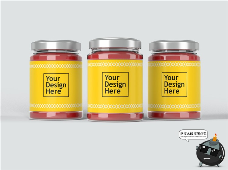 图片[4]-玻璃罐扭盖铁盖透明玻璃瓶标签贴图智能PSD模板Mockups样机PS素材-设计猿