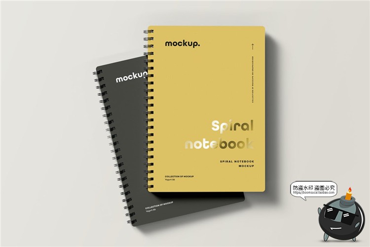 线圈式螺旋笔记本记事本子封面效果VI样机mockups展示PSD模板素材-设计猿