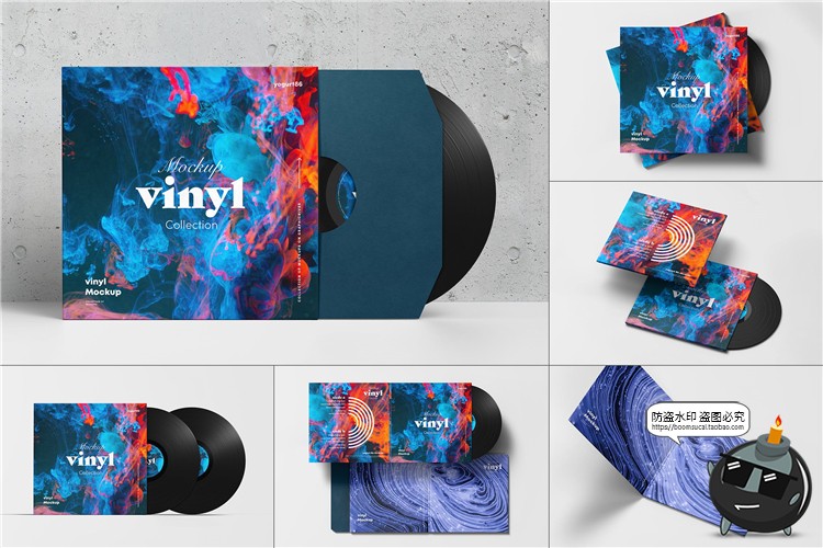 图片[1]-黑胶唱片盒大碟外包装效果展示mockups智能贴图样机PSD模板PS素材-设计猿