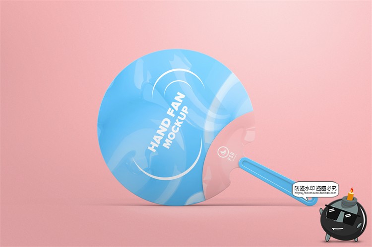 图片[1]-圆形塑料派发广告扇宣传礼品扇子智能贴图展示PSD模板样机PS素材-设计猿