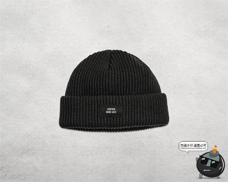 图片[1]-潮牌针织帽保暖冷帽毛线帽子logo贴图效果展示PSD模板PS样机素材-设计猿