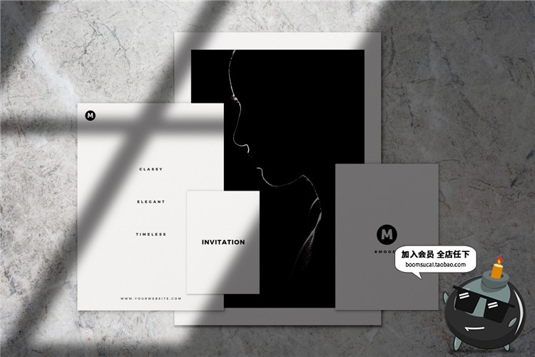 图片[15]-文艺光影阴影品牌企业办公文具纸张海报vi贴图样机PSD模板PS素材-设计猿