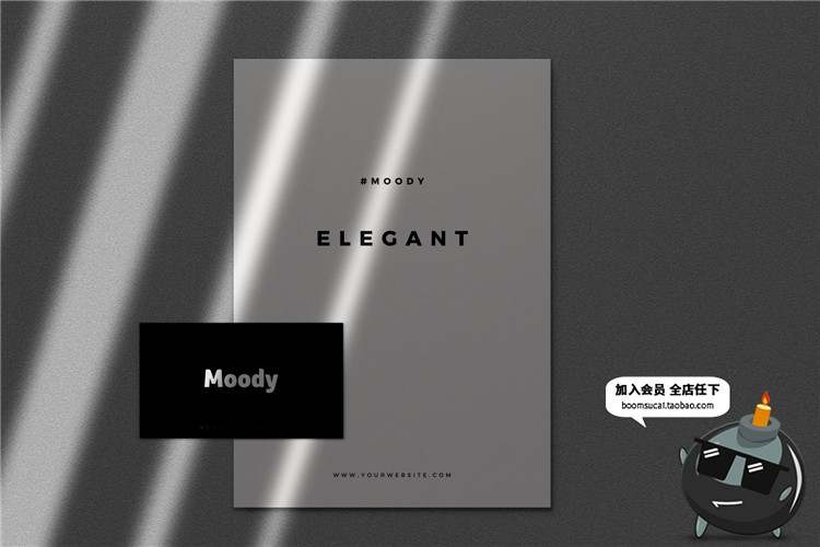 文艺光影阴影品牌企业办公文具纸张海报vi贴图样机PSD模板PS素材-设计猿