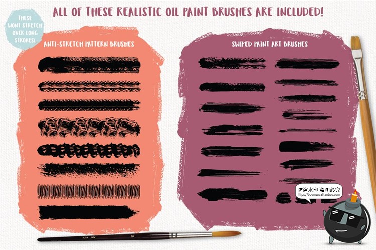 图片[9]-蜡笔油画颜料涂鸦手绘艺术画笔笔触brush插画效果Ai矢量笔刷素材-设计猿