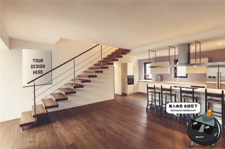 图片[3]-室内家居背景墙卧室装饰画简约展示框相框架智能贴图PSD样机素材-设计猿