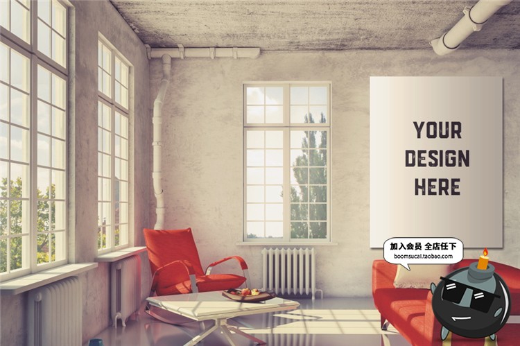 图片[4]-室内家居背景墙卧室装饰画简约展示框相框架智能贴图PSD样机素材-设计猿
