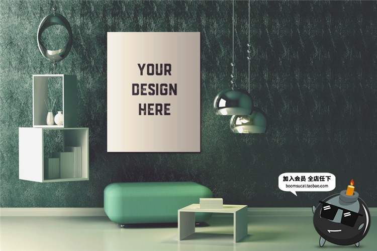 图片[5]-室内家居背景墙卧室装饰画简约展示框相框架智能贴图PSD样机素材-设计猿