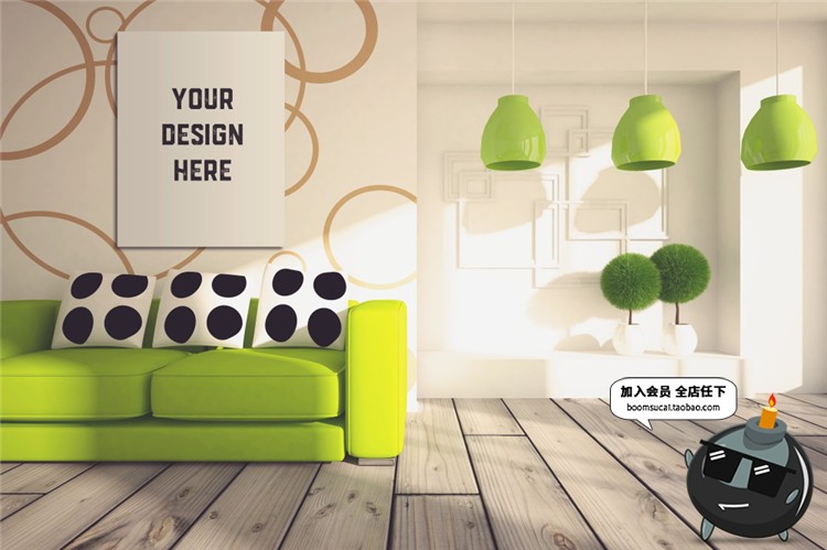 图片[8]-室内家居背景墙卧室装饰画简约展示框相框架智能贴图PSD样机素材-设计猿