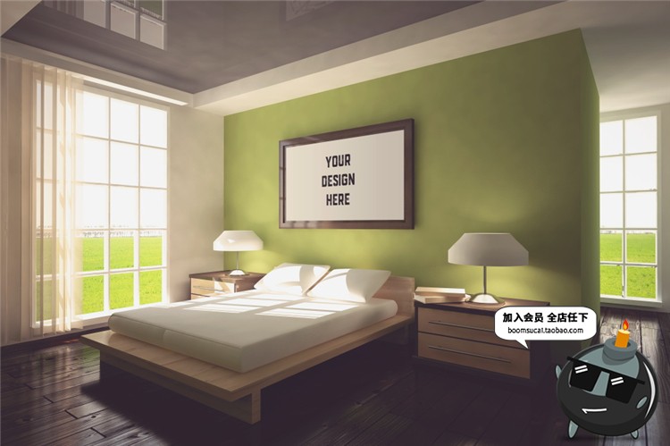 图片[9]-室内家居背景墙卧室装饰画简约展示框相框架智能贴图PSD样机素材-设计猿