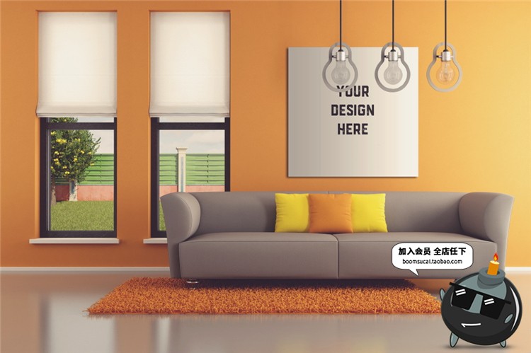 图片[12]-室内家居背景墙卧室装饰画简约展示框相框架智能贴图PSD样机素材-设计猿