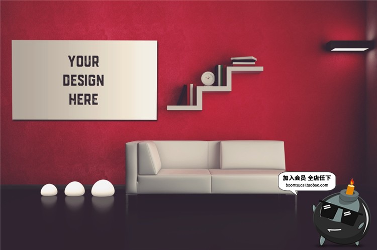 图片[14]-室内家居背景墙卧室装饰画简约展示框相框架智能贴图PSD样机素材-设计猿