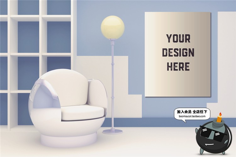 图片[17]-室内家居背景墙卧室装饰画简约展示框相框架智能贴图PSD样机素材-设计猿