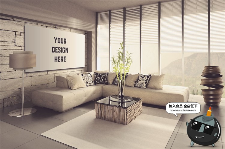 图片[18]-室内家居背景墙卧室装饰画简约展示框相框架智能贴图PSD样机素材-设计猿