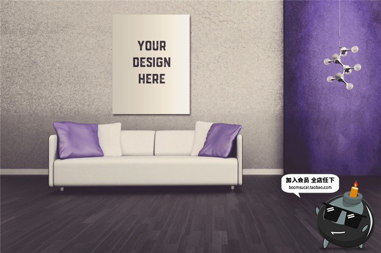 图片[21]-室内家居背景墙卧室装饰画简约展示框相框架智能贴图PSD样机素材-设计猿