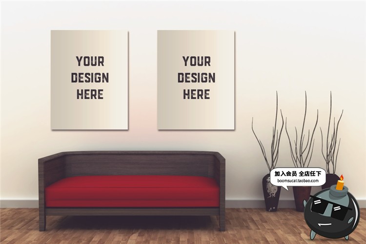 图片[22]-室内家居背景墙卧室装饰画简约展示框相框架智能贴图PSD样机素材-设计猿