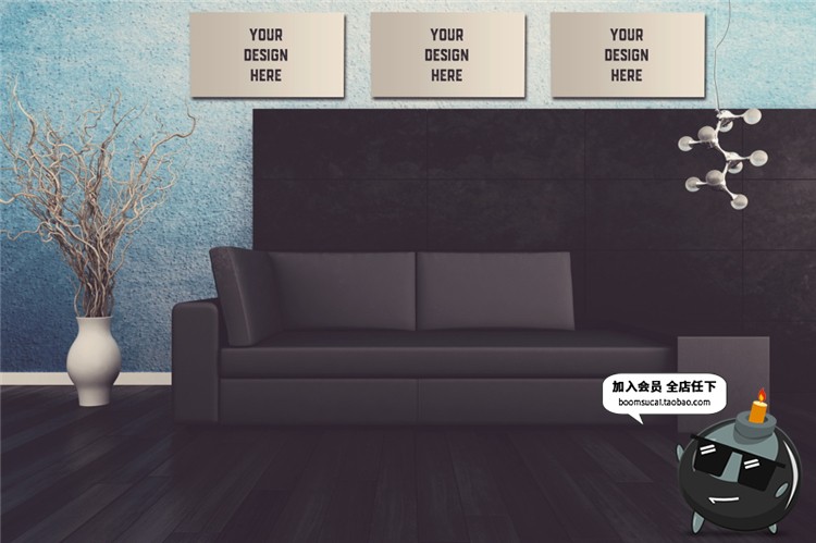 图片[23]-室内家居背景墙卧室装饰画简约展示框相框架智能贴图PSD样机素材-设计猿