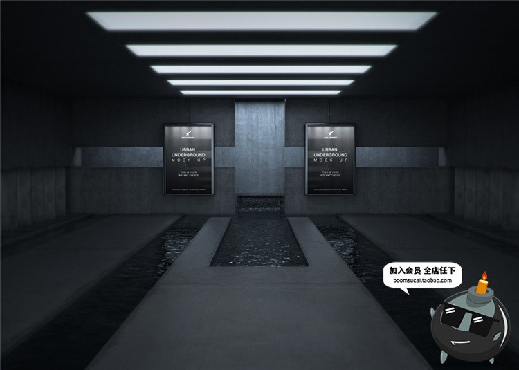 图片[4]-城市走廊通道街地铁电梯户外楼梯灯箱广告场景样机PSD模板PS素材-设计猿