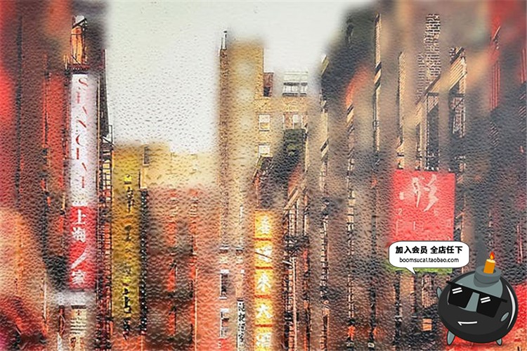 玻璃水滴水珠流淌窗户下雨雾气雾化样式合成PS笔刷PSD模板PS素材-设计猿