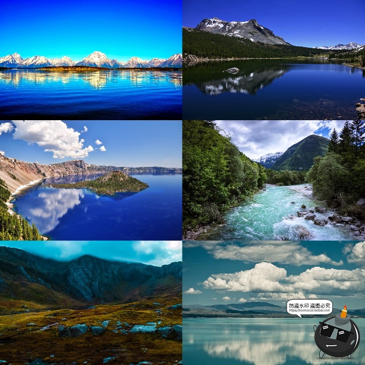 河流湖泊水面风景山川瀑布场景景观背景JPG图片PS后期合成素材-设计猿