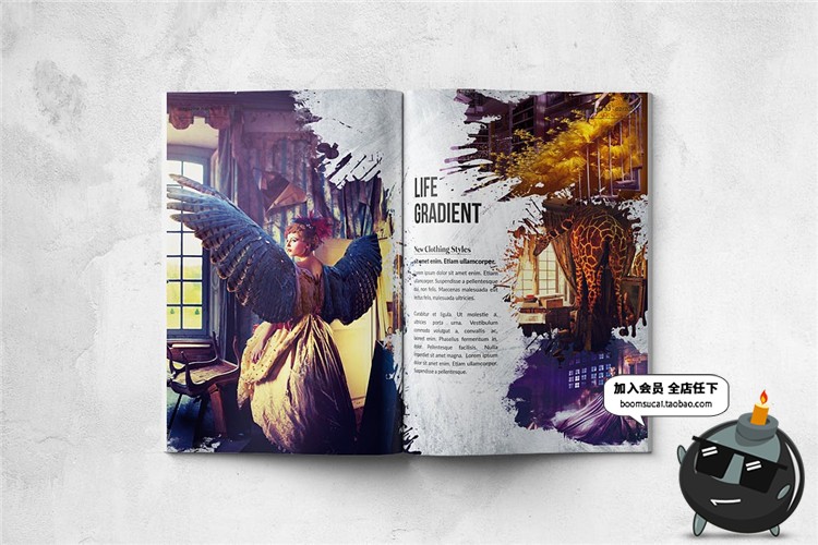 28页水墨晕染艺术创作作品集作品画册图文排版PSD模板PS设计素材-设计猿