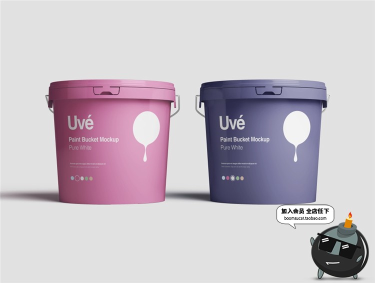 图片[3]-油漆桶颜料染料塑料桶圆桶包装VI样机展示PSD模板模型mockups素材-设计猿