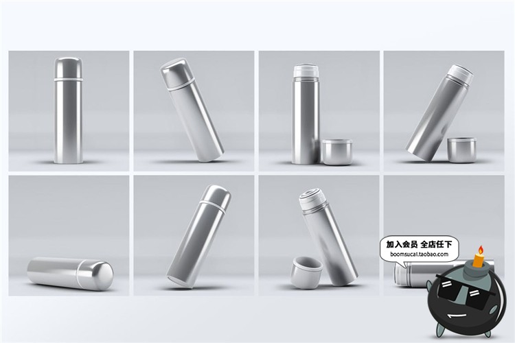 金属保温杯热水壶按压杯盖智能贴图VI展示样机PSD模板PS设计素材-设计猿