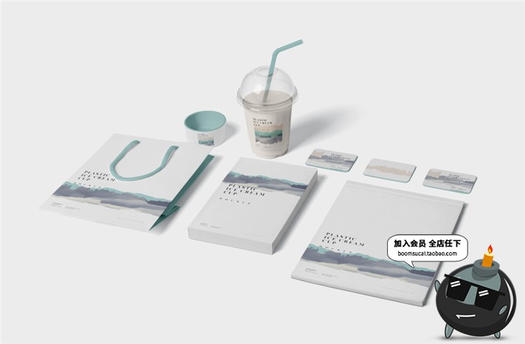 图片[4]-透明塑料冰淇淋杯奶茶吸管杯品牌包装提案样机Mockups模板PSD素材-设计猿