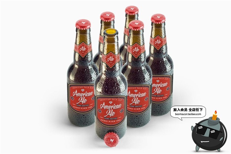 图片[1]-啤酒玻璃樽玻璃瓶包装外观效果展示贴图样机PSD模板设计PS素材-设计猿