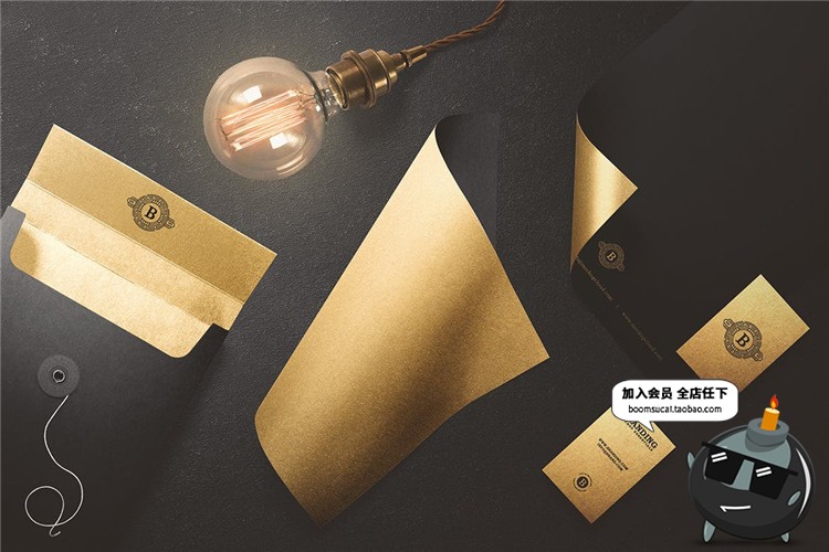 图片[2]-黑金品牌形象商务办公产品VI场景名片PSD模板样机贴图PS素材-设计猿