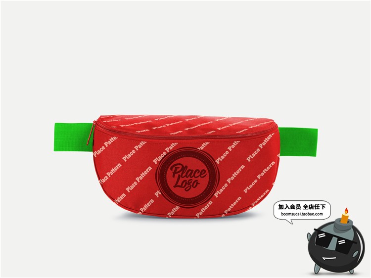 图片[1]-时尚斜挎包腰包图案效果展示智能贴图文创样机PSD模板PS设计素材-设计猿