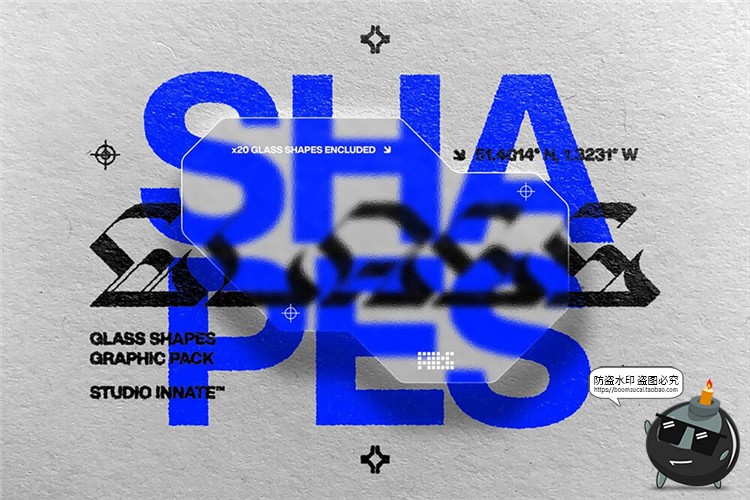 图片[1]-磨砂效果玻璃异形图形亚克力面板mockups贴图样机PSD模板PS素材-设计猿