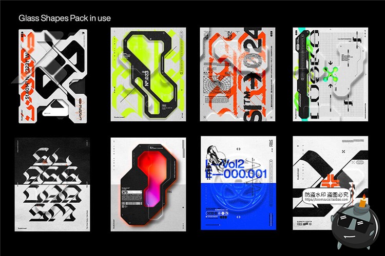 图片[10]-磨砂效果玻璃异形图形亚克力面板mockups贴图样机PSD模板PS素材-设计猿