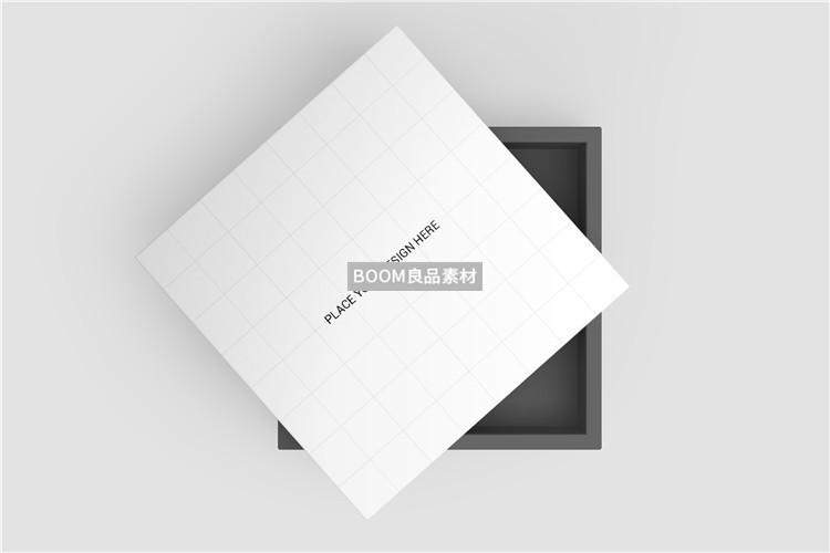 图片[1]-扣盖正方形扁礼盒衬衫包装外观效果展示样机PSD智能贴图模板素材-设计猿