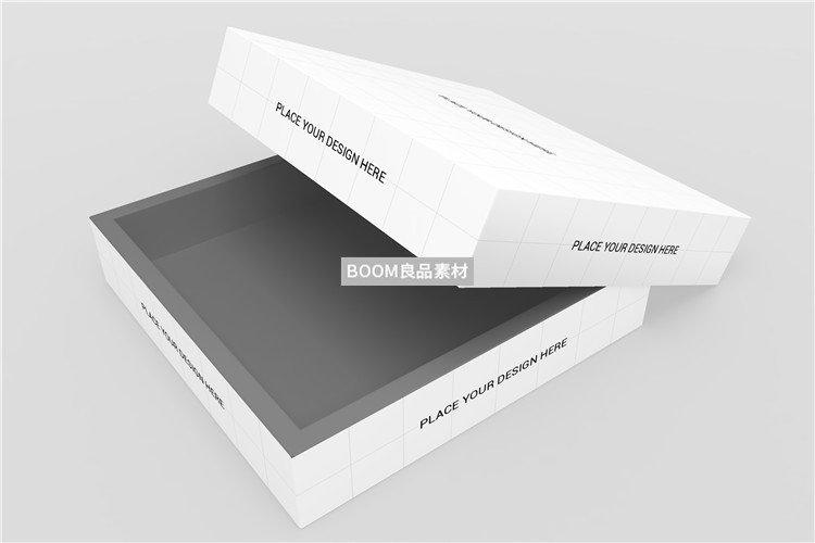 图片[2]-扣盖正方形扁礼盒衬衫包装外观效果展示样机PSD智能贴图模板素材-设计猿