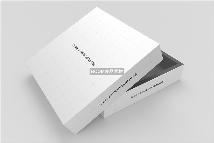 图片[3]-扣盖正方形扁礼盒衬衫包装外观效果展示样机PSD智能贴图模板素材-设计猿