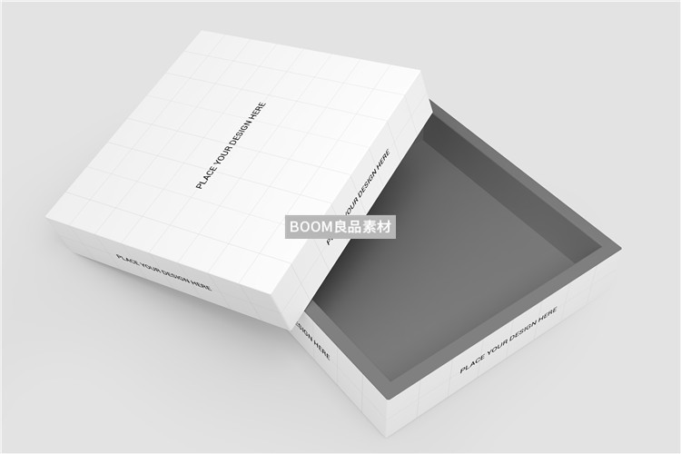 图片[4]-扣盖正方形扁礼盒衬衫包装外观效果展示样机PSD智能贴图模板素材-设计猿