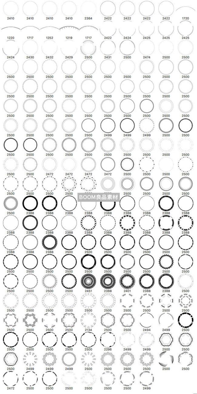 酷炫高科技科幻圆圈边框图形LOGO时尚圆环造型PS笔刷素材笔触元素-设计猿