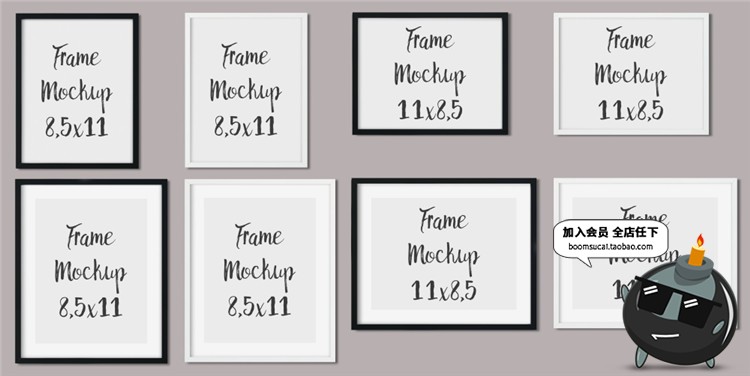 图片[6]-简约墙壁相框壁画挂画框场景PSD模板智能贴图文创样机PS设计素材-设计猿