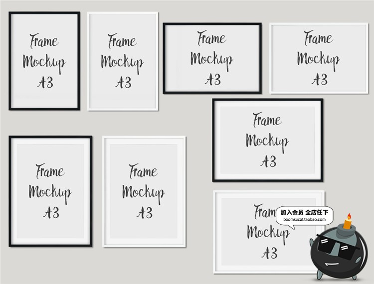 图片[13]-简约墙壁相框壁画挂画框场景PSD模板智能贴图文创样机PS设计素材-设计猿