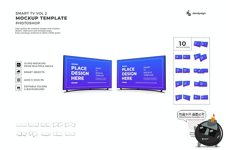 图片[1]-电视屏幕电子液晶显示屏电脑LED显示器智能贴图样机PSD模板PS素材-设计猿