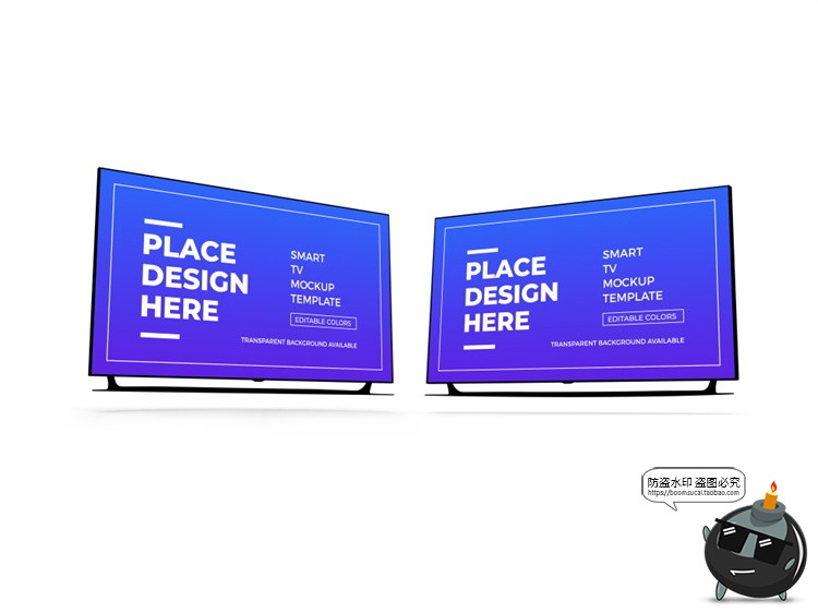 电视屏幕电子液晶显示屏电脑LED显示器智能贴图样机PSD模板PS素材-设计猿