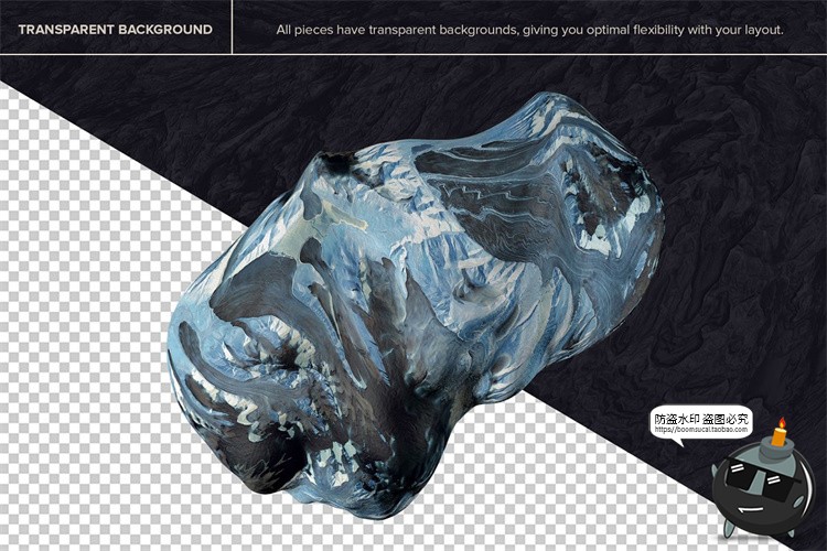 图片[2]-3D抽象陨石形状艺术颜料星系宇宙太阳系空间结构PNG免抠装饰素材-设计猿