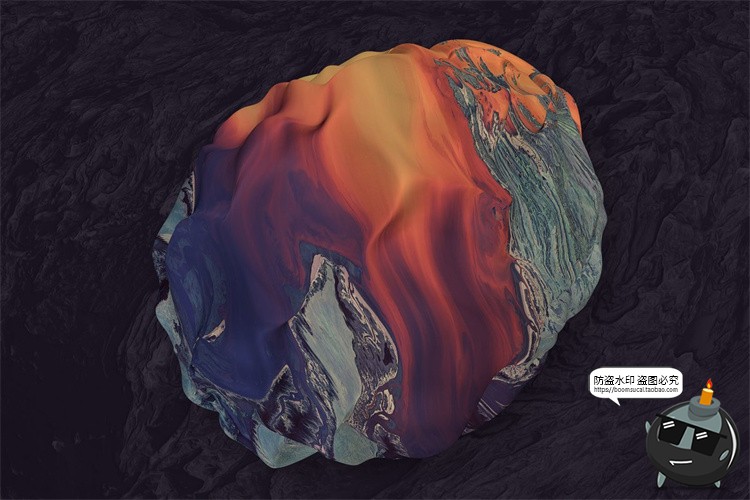 图片[7]-3D抽象陨石形状艺术颜料星系宇宙太阳系空间结构PNG免抠装饰素材-设计猿