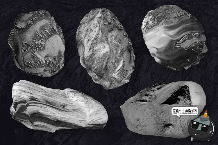 图片[13]-3D抽象陨石形状艺术颜料星系宇宙太阳系空间结构PNG免抠装饰素材-设计猿