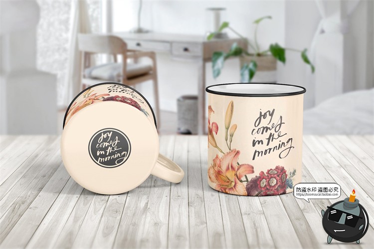 图片[3]-时尚搪瓷杯老式茶杯缸vi效果展示智能贴图样机PSD模板Mockup素材-设计猿